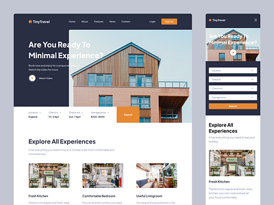 Travel Landing Page booking clean design landing landing page landing page design tiny house travel ui ui design ux ux design web web design