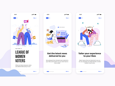 Onboarding for League of Women Voters app design logo native app onboarding product product design ui ux