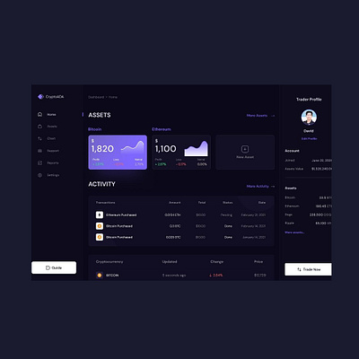 Crypto Dashboard UI Design admin panel design branding dashboard design graphic design landing page design ui website design