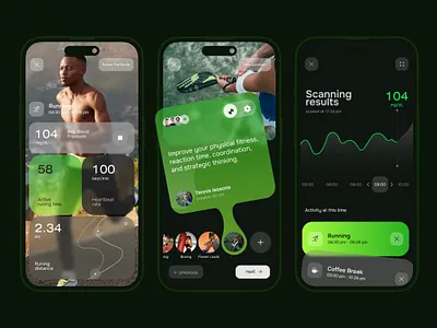 Fitness Health Tracking App activity tracking digital health fitness fitness app futuristic ui health health tracker mobile ui modern interface personal health running tracker smart analytics ui design user engagement user friendly ux design ux ui design wearable integration wellness app workout stats