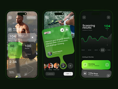 Fitness Health Tracking App activity tracking digital health fitness fitness app futuristic ui health health tracker mobile ui modern interface personal health running tracker smart analytics ui design user engagement user friendly ux design ux ui design wearable integration wellness app workout stats