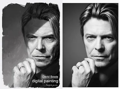 Digital Painting Portrait - David Bowie art artwork bowie david bowie digital painting digitalart drawing graphic art illustration photoshop portrait portrait painting poster