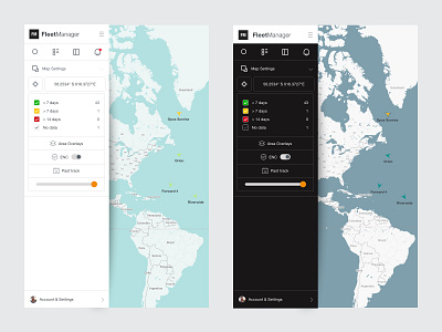 Shipping Map Light & Dark Mode dark dark mode desktop app interface light light mode management mapping maps mode switch shipping shipping company shipping management ships software tracking ui ux web app