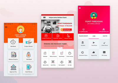 UPI Banking App Home Screens bankingapp mobile app money transfer multiple features ui ux design ui design