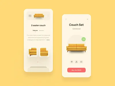 Niture - Furniture App 3d furniture furniture app furniture design furniture store home decor homeappliance minimal modern new design online shop online shopping online store product detail page product page utensils yellow