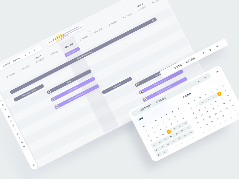 Gantt chart with members' assignments app calendar calendar ui chart design desktop diagram flow gannt chart gantt ui web
