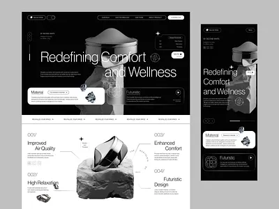 Wellness Tech Website Design advanced materials ai automation digital wellness futuristic ui interactive elements landing page modern website platform product innovation smart devices smart wellness tech lifestyle typography ui design user experience ux design visual storytelling web design web interface website