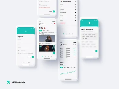 NFTBlockchain wallet for Mobile app bitcoin blockchain btc crypto currency defi exchange minimal minimalist nft ui ux wallet