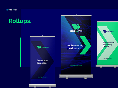 itech4web Rollups advert advertisement art blue brand identity branding branding design gradient graphic design graphics green identity logo logomark slogan tech logo technology logo typography ui web design