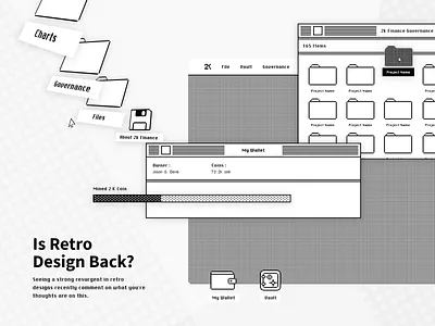 Is Retro Back? bitcoin black and white crypto wallet cryptocurrency files finance greyscale icons loading bar modern design mouse pointer pixel pixel art retro design retro ui uiux web design web ui