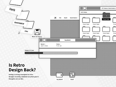 Is Retro Back? bitcoin black and white crypto wallet cryptocurrency files finance greyscale icons loading bar modern design mouse pointer pixel pixel art retro design retro ui uiux web design web ui