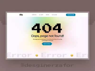 Abark - 404 Error Page 404 404 page blue colorful daily ui error page error pages figma game design glassmorphism landingpage minimal page not found typography ui ux website zakirsoft