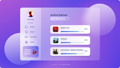 Hello, Dribbble! Game Web Glassmorphism design trend game design game ui design glass effect glassmorphism interaction ui uidesign web design