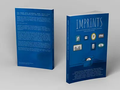 IMPRINTS book cover illustration blue book book cover book cover design creative design graphic design illustration photoframes