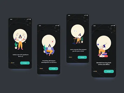 Onboarding Screens for Online learning app figma illustraion learn onboarding online learning ui ui ux ui design ux
