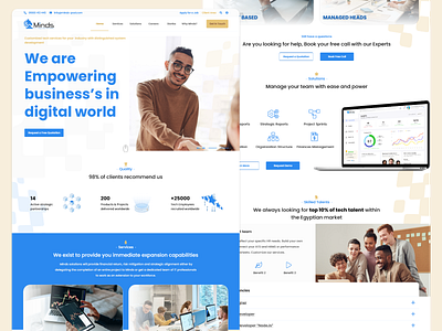 Minds - Outsourcing Company | One Landing Page adobe xd ahmed faris company design egypt home page mena region mena region one landing page outsourcing outsourcing services ui ux website