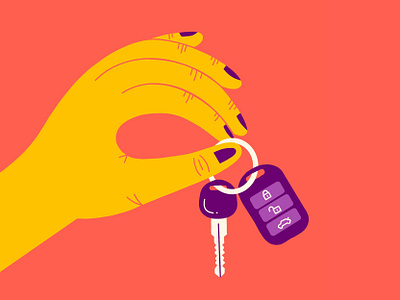 Car Keys car cartoon cute distraction driving friendly fun hand human illustration illustrations illustrator keys person pink procreate purple safety spot illustration yellow