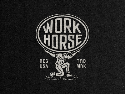 WorkHorse Designs (2/3) badge branding custom type design drawing graphic design illustration logo logodesign retro stamp texture travis pietsch typography vintage woodcut work horse