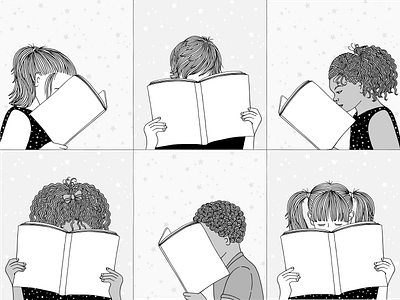 Kids Reading Books art books children hand drawn illustration illustration design kids reading school