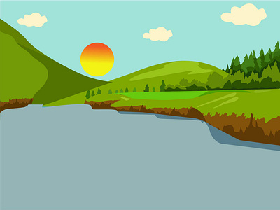 Natural scenery animation art design flat graphic design icon illustration minimal vector web