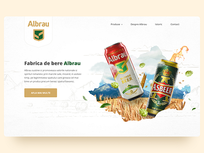 Romanian brewery Albrau | website home screen banner beer beer bottle beer can brewery craftbeer figma header hero banner home page home screen homepage homescreen hop ui uidesign website website design