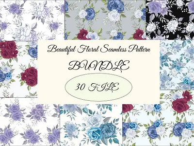 Beautiful floral seamless pattern BUNDLE background card design floral flower frame illustration invitation spring template