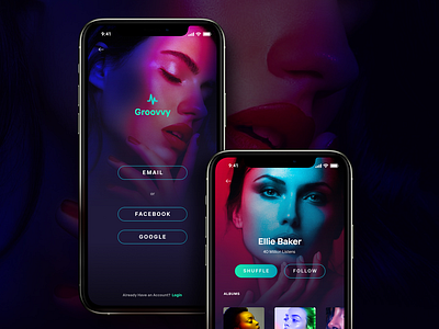 Login UI app design login page music player profile page ui