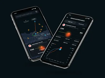 Flight Tracking aircraft airplane dark mode dark ui darkapp flight flightradar gradient mobile mobile app mobile app design mobile design mobile ui navigation saas traffic travel ui uiux uiuxdesign
