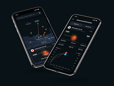 Flight Tracking aircraft airplane dark mode dark ui darkapp flight flightradar gradient mobile mobile app mobile app design mobile design mobile ui navigation saas traffic travel ui uiux uiuxdesign