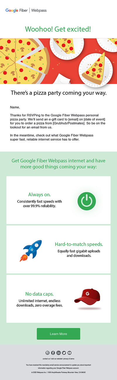 Google Fiber Email Mockup branding design email design flat illustration illustrator layout ui ux vector web