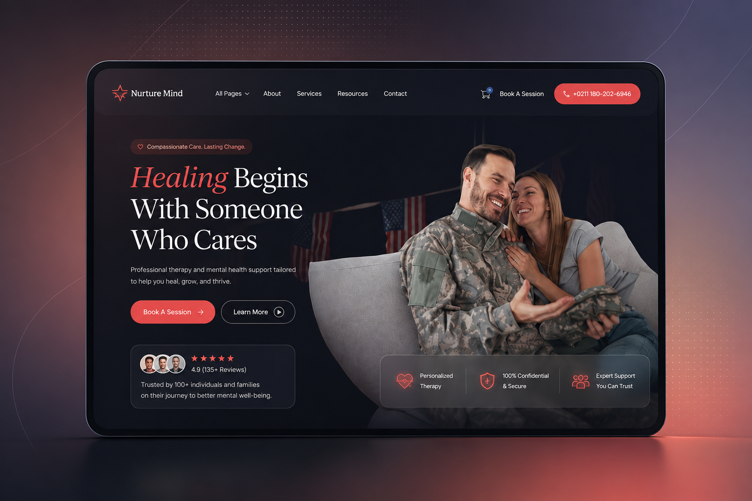 Mental Health Therapy Website UI compassionate care designoweb technologies healthcareux hipaa ready mental health mentalwellness psychology therapist booking therapy clinics trending ui ui ux webdesig