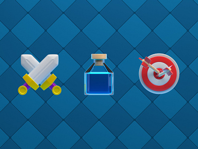 Mobile game icons 3d 3dmodel arrow c4d cinema4d clash cute icon illustration jar nintendo render rpg supercell sword ui web