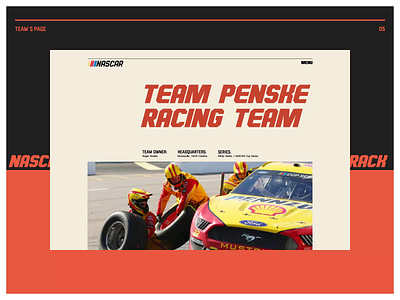 Nascar. Team`s Page animation branding design minimal photoshop typography ui ux web website