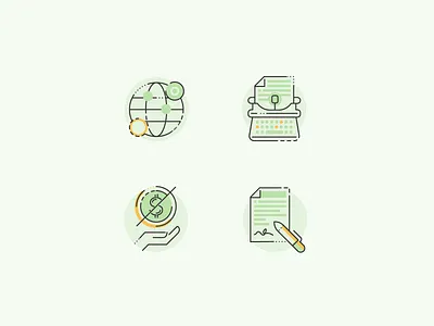 Four Icons glamping green icons ilustration pictogram