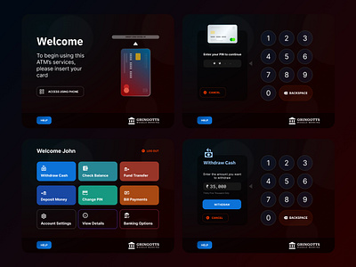 ATM Kiosk Concept Design atm atm card atm machine bank banking cash debit design figma finance kiosk machine money ui design