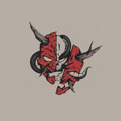 Oni Japanese Mask - Austin Moncada austin moncada austin moncada design hand drawn illustration japanese art japanese culture mask oni skull skull art snake