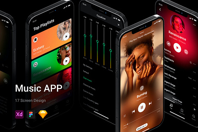 Amazing Music App UI Kit amazing app app design app ui app ui kit apparel apple application clean design modern music music app ui ui ux ui design ui kit ui kit design ui kits uiux