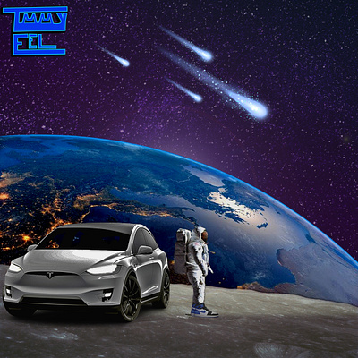 Down to Earth adobe art clean comets design flat graphic design illustration minimal moon outerspace photoshop space spacex stars street tesla web