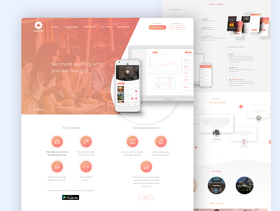 Restaurant reservation App Landing page app business design flat landing page minimal reservation restaurant ui web