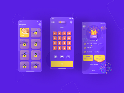 Word Search. Mobile App animation app application design figma flat game game design game interface logo minimal typography ui ux uxui uxui design uxuidesign website