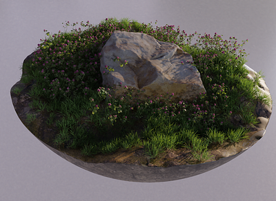 Rock and moisture 3d 3dart 3dartwork 3dblender blender cg cgart cgartist grass grassland