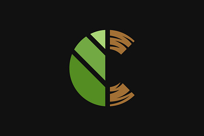 Letter C Leaf Logo branding brown c circle design exclusive green leaf letter logo natural nature texture typography wood