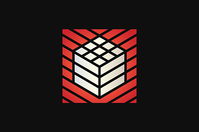 Cube Line Logo branding cube design exclusive line logo red silver square vector white