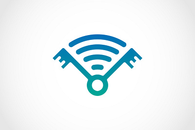 Key Wifi Logo blue branding design exclusive green illustration internet key logo security technology vector white wifi