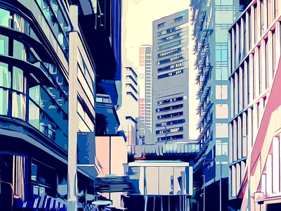 Plaza of Windows art cityscape drawing illustration photography prints