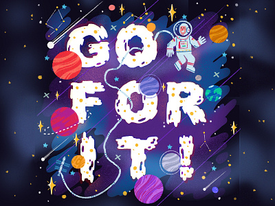 Go art artwork design digital explore illustration space spaceman spaceship type