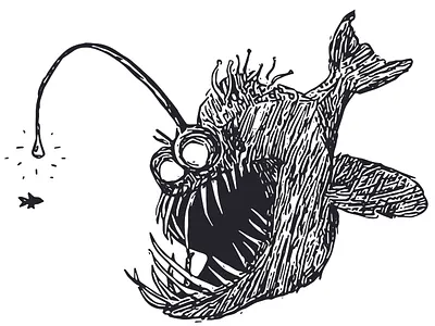 angler fish illustration adobe illustrator angler fish digital art digital illustration fish illustration inktober scary