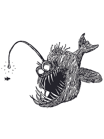 angler fish illustration adobe illustrator angler fish digital art digital illustration fish illustration inktober scary