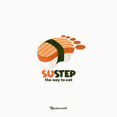 sushi and step logo combination animation app branding design flat food icon illustration japanese logo step sushi ui vector