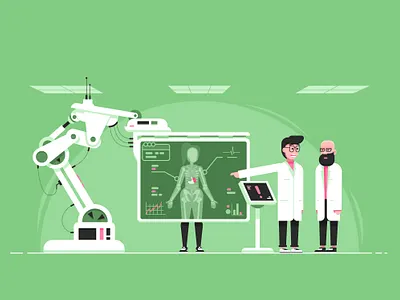 X-ray character diagnostic doctor flat game art illustration landscape medecine patient vector x ray